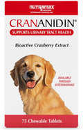 Nutramax Crananidin for Dogs, Urinary Tract Health and Bladder Health Support, Cranberry Supplement for Dogs of all Breeds and Sizes, Chewable Tablets, 75 Count
