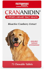 Nutramax Crananidin for Dogs, Urinary Tract Health and Bladder Health Support, Cranberry Supplement for Dogs of all Breeds and Sizes, Chewable Tablets, 75 Count