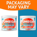 Omega 3 Fish Oil for Dogs (180Ct) - Skin&Coat Chews - Dry & Itchy Skin Relief + Allergy Support - Shiny Coat - EPA&DHA Fatty Acids - Salmon Oil Chews Promotes Heart - Peanut