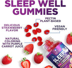 Sleep Gummies - 8mg Melatonin Per Serving - With Passiflora Extract for Restful Sleep - Fast Acting Melatonin Sleep Gummy Supplement for Adults, Vegan, Non-GMO, Tasty Strawberry Flavor - 60 Gummies