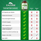 Zazzee Extra Strength Mullein Leaf 10:1 Extract, 60 Vegan Capsules, 2 Month Supply, Verbascum Thapsus, Respiratory & Lung Support, Certified Kosher, 100% Pure Leaf Powder, Non-GMO, Made in the USA