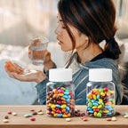 Lamoutor 30Pcs Clear Pill Bottle Plastic Medicine Bottle Empty Reagent Chemical Containers with Caps for Liquid Solid Powder Medicine 30ML