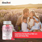 duwhot NAC Gummies 600mg, N Acetyl Cysteine Supplement NAC Chewable for Antioxidants & Immune Support, Lung & Liver Health, Natural Strawberry Flavor, 60ct