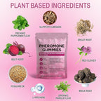 Pheromone Gummies for Women, Charisma & Confidence & Social Vibe,with Maca,Beetroot,Fenugreek,Slippery Elm,Parsley & L-Arginine, Sugar Free,Strawberry Flavor