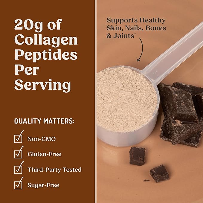 Bulletproof Chocolate Collagen Protein Powder with MCT Oil, 19g Protein, 42.3 Oz, Value Size, Collagen Peptides and Amino Acids for Healthy Skin, Bones and Joints