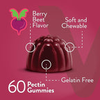 Viteey Beet Root Gummies 4000mg [from 80mg of 50:1 Extract] with Tart Cherry - for Healthy Blood Pressure Support - Vegan, Gelatin Free, Gluten Free-Tasty Chewable Berry Beet Flavored Gummy-60 Count