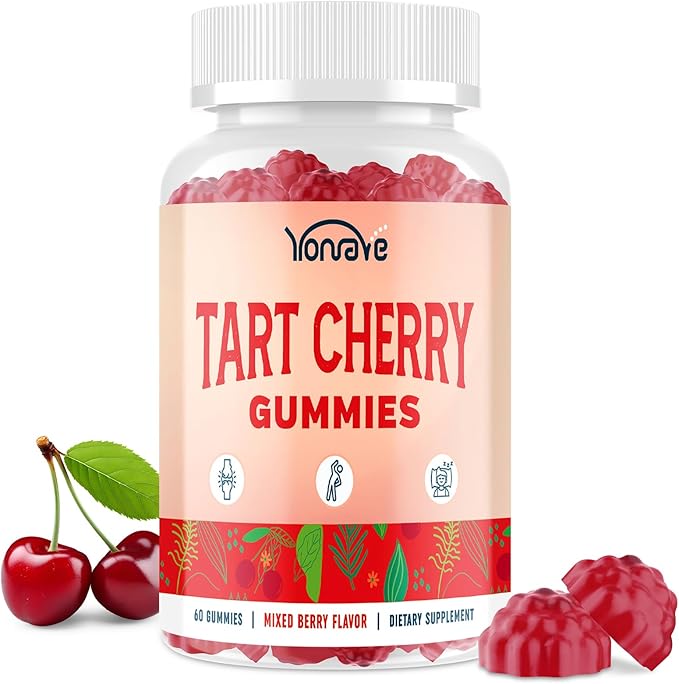 3300mg Tart Cherry Gummies for Uric Acid Cleanse, Sleep, Gout, Joint & Kidney Support – Tart Cherry Extract with Celery Seed, Melatonin, Vitamin C – Detox & Antioxidant – Mixed Berry Flavor, 60 Count