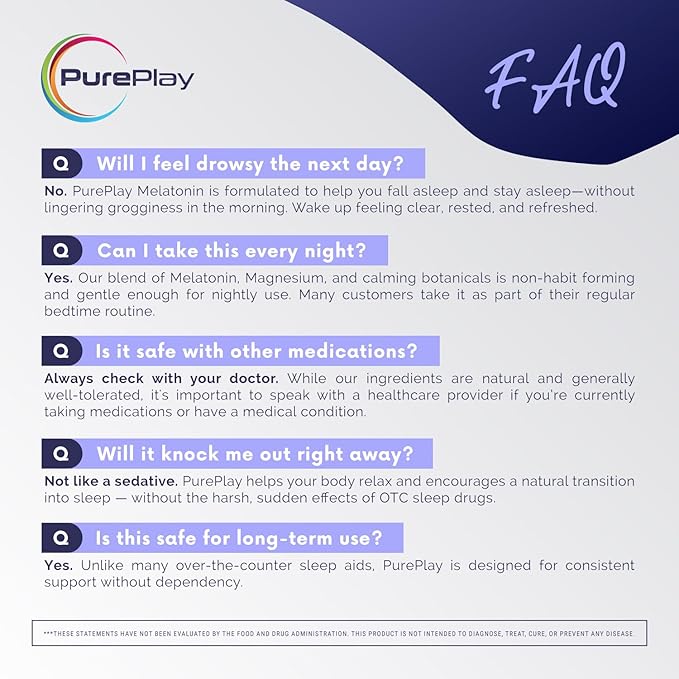 PurePlay Sleep Aids for Adults, Melatonin 3mg Complex with Magnesium and Ashwagandha, Non-Habit Forming Sleep Supplement, 60 Capsules, 30-Days Supply
