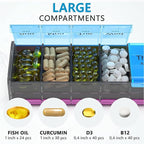 Extra Large Pill Organizer- XXL Pill Box 7 Day - Weekly Pill Organizer with AM PM Large Compartments Big Pill Case for Supplements Jumbo Pill Holder for Vitamins Huge Medicine Organizer 2 Times a Day