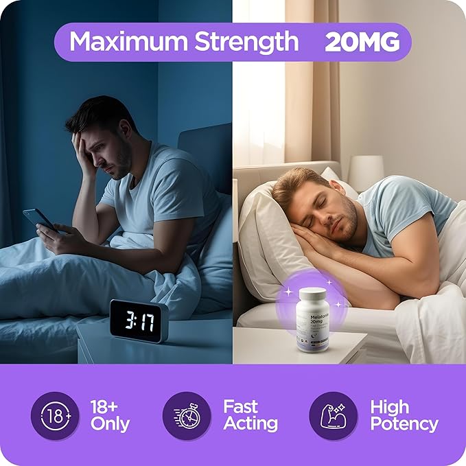 Balancebreens Melatonin 20mg Fast Dissolve Tablets - High Potency, Fast Acting, Natural Sleep Support - Sleep Aids for Adults - Non-Groggy, Drug-Free Formula - 120 Sleeping Pills