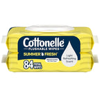 Cottonelle Summer Fresh Scented Flushable Wipes, 2 Flip-Top Packs, 42 Wet Wipes per Pack