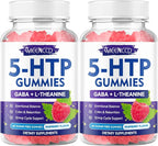 2 Pack 5-HTP Gummies 300mg, 5-HTP Supplement with 200mg L-Theanine & 50mg GABA, GABA Supplements for Adults, Sugar Free, Raspberry Flavor, 120 Count