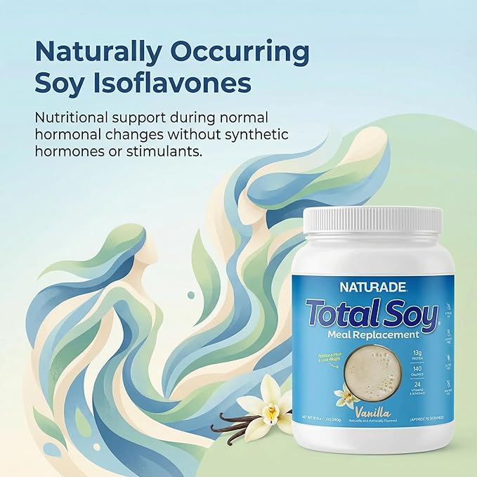 Total Soy Plant-Based Meal Replacement Powder | 13g Complete Soy Protein, Low Carb, Low Sugar | Supports Hormonal Balance, Healthy Blood Sugar & Weight Management | Vanilla, Vegan