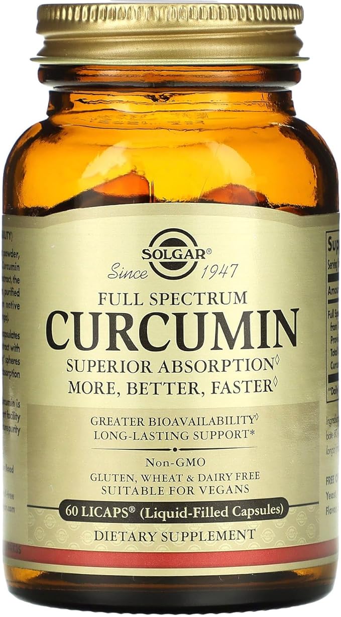 Solgar Full Spectrum Curcumin - 60 LiCaps - Superior Absorption - Brain, Joint & Immune Health - Non-GMO, Vegan, Gluten Free, Dairy Free - 60 Servings