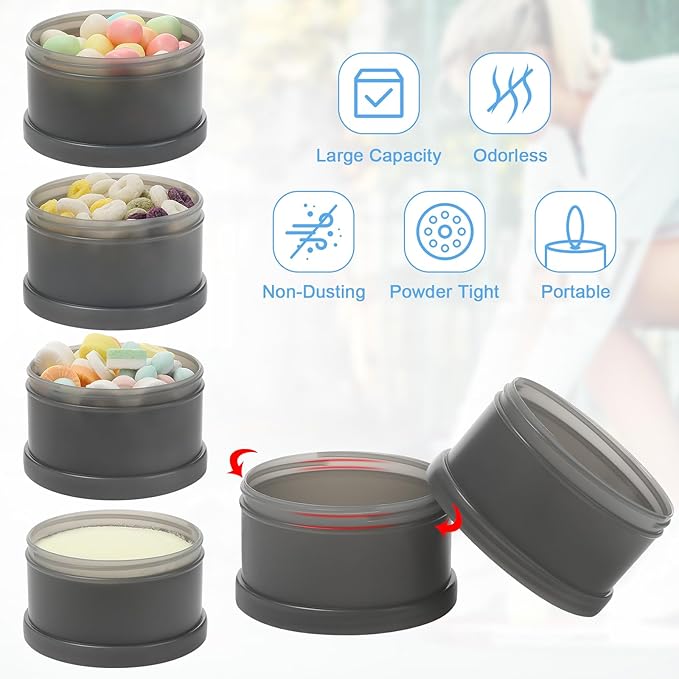 Accmor 3 Pcs Protein Powder Container to Go with Funnels Stand, 4 Compartments Stackable Protein Powder Dispenser for Workout, Fitness, Travel