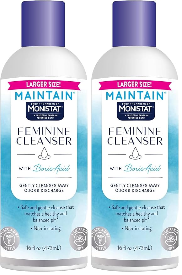 Monistat Boric Acid Feminine Wash, Fragrance-Free Intimate Wash for Women with Gentle pH-Balanced Formula, 16 Fl Oz (Pack of 2)