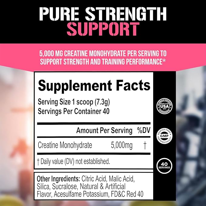 Evlution Nutrition Creatine 5000 - Supports Faster Recovery, Lean Muscle Growth & Performance - Pre & Post Workout Powder - 5000mg Pure Creatine Monohydrate Per Serving - 40 Servings - Pink Lemonade