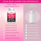 Beef Organ Supplement for Women - Ferritin Supplement for Women, Grass Fed Liver, Uterus, Ovary & Bone Marrow - Natural Anemia Support, Energy & Hormone Balance - Pasture Raised - 120 Capsules