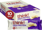 think! Protein Bars, High Protein Snacks, Gluten Free, Kosher Friendly, White Chocolate, Nutrition Bars, 2.1 Oz per Bar, 10 Count (Packaging May Vary)