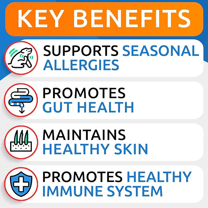 BARK&SPARK Dog Allergy Relief Soft Chews for Skin Health & Seasonal Allergies - Anti-Itch Supplement w/Omega-3, Quercetin & Bromelain Immune Treats for Dry Skin & Hot Spots - Chicken Liver - 240ct