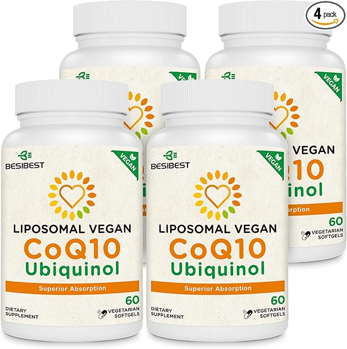 Besibest 1000mg Liposomal CoQ10 Ubiquinol, 240 Vegan Softgels, High Absorption Ubiquinol CoQ10 Supplement, Active Antioxidant Form of Coenzyme Q10 for Heart Function & Energy Production