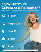 Magnesium Complex with Ashwagandha & L-Theanine - Stress Relief, Bone & Relaxation Support - w/Vitamin D3, B6 - Glycinate, Citrate, Malate, Taurate - 90 Vegan Capsules, Non-GMO, Gluten Free