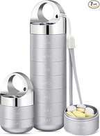 Zannaki Metal Travel Pill Organizer, Portable Waterproof Weekly Pill Box, Large Aluminum Alloy Pill Case Container, BPA Free 7 Day Daily Medicine Organizer Holder for Vitamin, Fish Oil, Supplement