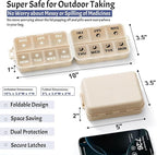 Foldable & Portable Weekly Pill Organizer 2 Times a Day with Clear Printed Labels - 7 Day AM PM Medicine Box, Week Daily Travel Pill Meds Case Holder for Medications, Vitamin, Supplement - Khaki