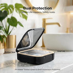 Betife Travel Pill Organizer for Purse, Small Cute Pill Box with Mirror, 4 Large Compartment Pill Case, Waterproof Medicine Container, Portable Faux Leather Vitamin Case BPA-Free (Classic Black)