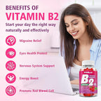 Pack of Vitamin B2 Gummies 400mg | Riboflavin Supplement with Magnesium for Kids & Adults, B2 Gummies for Migraine Relief, Nervous System & Skin Health, Vegan, Sugar-Free, Raspberry Flavor, 120 Count