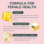 Premium Feminine Balance Gummies PH Balance Vaginal Health Gummies Probiotics Hawaiian Pineapple Female Gummy for Women Private Area - 60 Gummies - 30 Servings