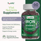 Iron Gummies Supplement with Vitamin C – 10 mg Iron Supplement – Great-Tasting Gummies Grape Flavor – Supports Immune Health & Helps with Iron Deficiency – Vegan, Kosher, Non-GMO – 60 Count