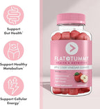 Flat Tummy Apple Cider Vinegar Gummies, 60 Count – ACV Gummies, Detox, Support Gut Health – Vegan-Friendly, Non-GMO - Beet and Pomegranate Superfood Powders, Vitamins B6, B9 & B12 (Pack of 5)