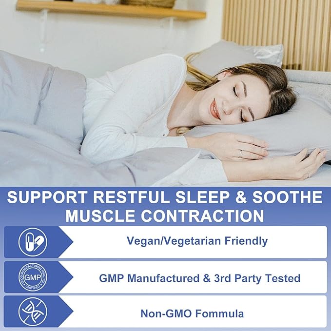 OMOGS High Absorption Magnesium Glycinate, for Supporting Sleep, Muscle Relaxation, Heart Health & Bone Health, Gluten Free, Non-GMO, 90 Vegetarian Capsules