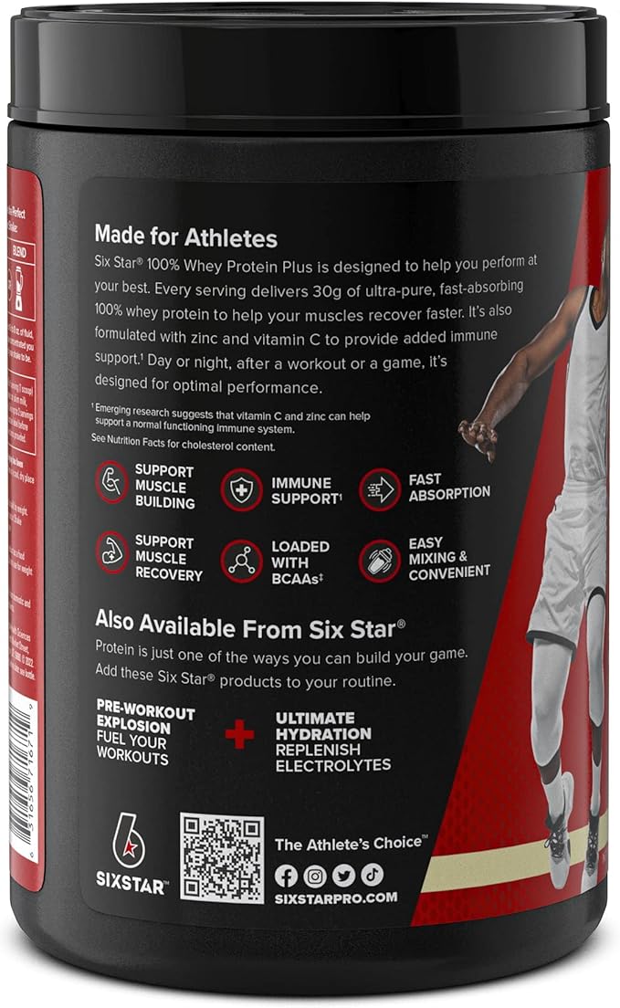 Whey Protein Powder | Six Star Whey Protein Plus | Whey Protein Isolate & Peptides | Lean Protein Powder for Muscle Gain | Muscle Builder for Men & Women | Vanilla, 2 lbs (Package May Vary)