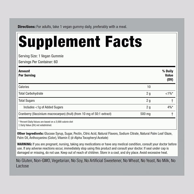 Piping Rock Cranberry Gummies | 60 Count | Cleansing Supplement for Women and Men | Cranberry Mango Flavor | Vegan, Non-GMO, Gluten Free