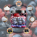 Creatine Monohydrate Gummies Complex 8000mg for Men and Women, Containing L-carnitine & Taurine, Build Muscle, Boost Energy, Faster Recovery, Sugar Free & Vegan, Raspberry & Blackberry, 120 Count