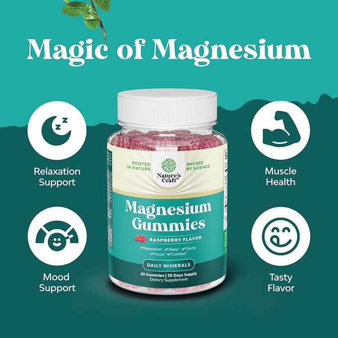 Extra Strength Calm Magnesium Gummies for Adults - Relaxing Magnesium Citrate Gummies with Elemental Mag - Sleep Aid Soft Chews Raspberry Flavored - Body & Mind Relaxation - 60 Count