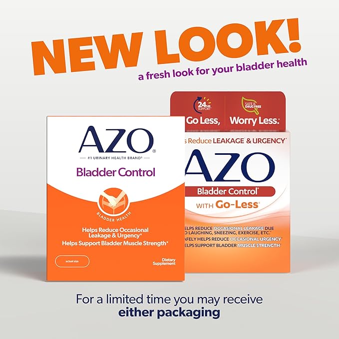 AZO Bladder Control with Go-Less Daily Supplement | Helps Reduce Occasional Urgency, leakage due to laughing, sneezing and exercise††† | 72 Capsules