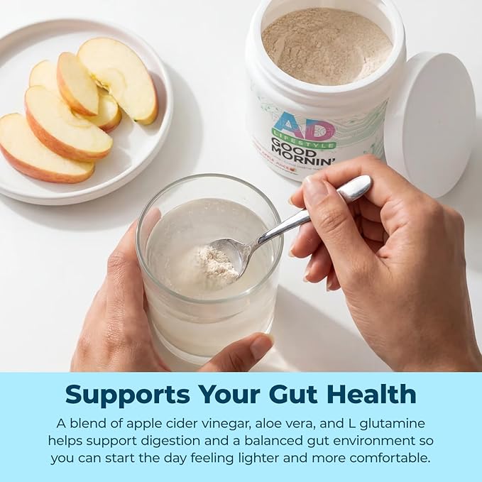 Project AD Life Good Morning Detox and Performance Drink, Naturally Flavored and Formulated with L-GLutamine, Apple Cider Vinegar, and Aloe Vera (24 Servings, Crisp Apple Juice)