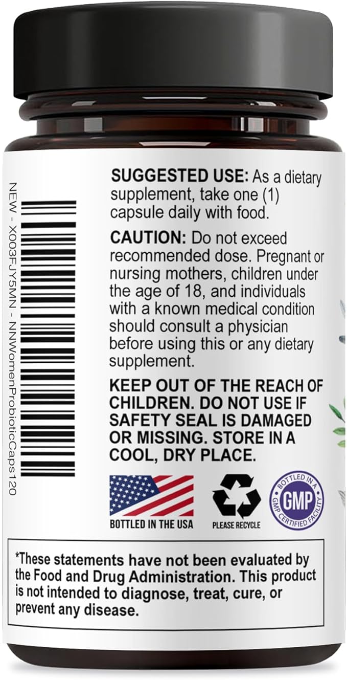 Probiotics for Women - 50 Billion CFU Per Serving - 16 Feminine Health Vag Strains - Prebiotic for Vaginal PH Balance, Urinary UT Health, Women's Probiotic - Shelf Stable - USA Bottled - 120 Capsules