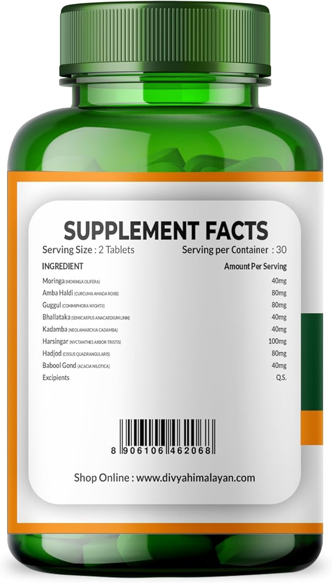Divya Himalayan Plant-Based Joint Care Supplement, 60 Tablets, Improves Joint Flexibility, Strengthen Muscles | Supports Mobility for Men Women Old Age - 60 Joint Support Tablet