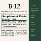 Nature's Bounty Vitamin B12 1000 mcg Supplements,Supports Energy Metabolism,200 Ct,(Pack of 2)