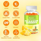 90 Count 1200mg Potassium Chloride Gummies,Sugar Free Electrolyte Balance Gummies,Muscle Relief & Heart Health Potassium Supplement for Adults Women Men