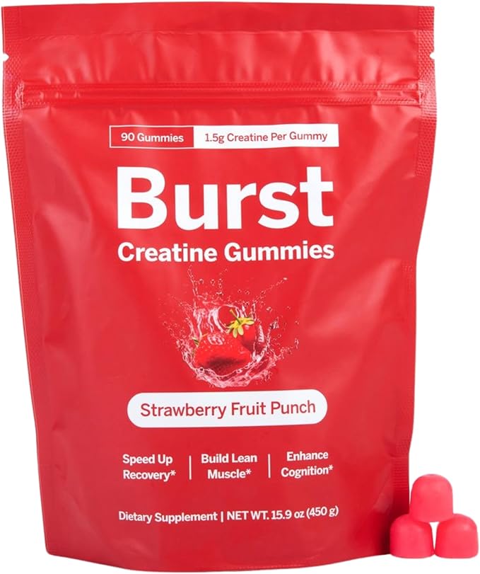 Creatine Monohydrate Gummies - 1.5g of Creatine Per Gummy - Build Muscle, Recover Faster, Enhance Cognition - Strawberry Flavor - 90ct