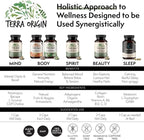 TERRA ORIGIN Healthy Sleep & Wake | Natural Sleep Aid Supplement for Adults | Restful and Awake Refreshed | GABA, L-Tryptophan, Melatonin, Chamomile, Valerian, PassionFlower | 60 Capsules