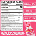 Vaginal Probiotics Gummies for Women PH Balance, Odor Control with Prebiotics, Cranberry, D-Mannose, Promotes Feminine Healthy Vaginal Flora, Urinary Tract, Yeast, Digestive Support, Sugar Free,120Cts