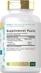 Carlyle Chicken Sternum Cartilage Collagen Capsules | Type II 3000mg | 120 Pills | Plus Hyaluronic Acid | Non-GMO, Gluten Free