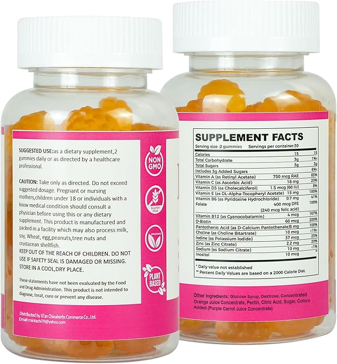 AromPCOSLife Inositol Gummies for Women, 60 Count, Myo-Inositol Supplement with Folate & Vitamins B6 & B12, Supports Daily Wellness, Orange Flavor
