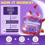 180 Count | L-Theanine Gummies for Kids & Adults - L Theanine Supplements with Ashwagandha, GABA & 5HTP - Support Natural Relaxation, Calm, Deep Zzz & Stress Relief, Strawberry Flavor